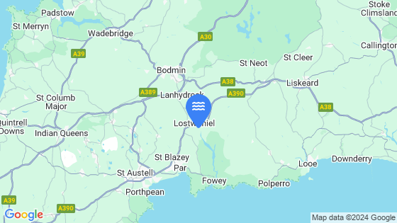 Map showing the location of Lostwithiel