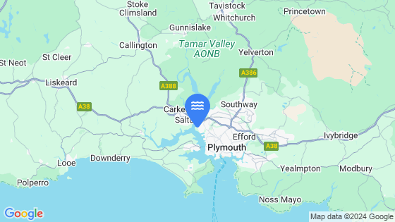 Map showing the location of Saltash