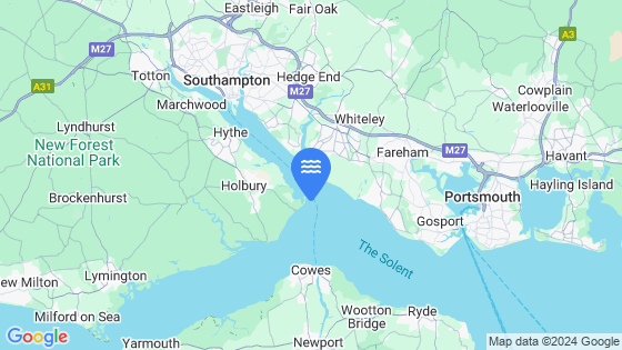 Map showing the location of Calshot Castle