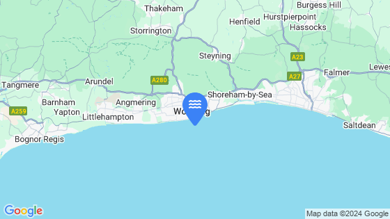 Map showing the location of Worthing
