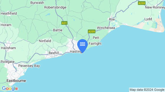 Map showing the location of Hastings