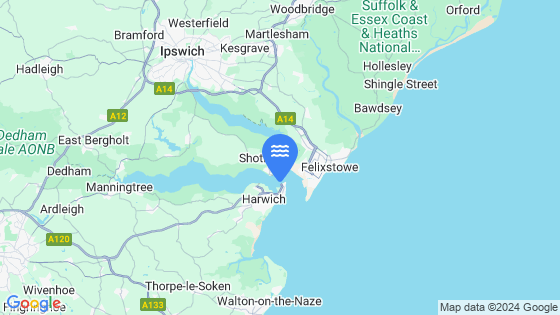 Map showing the location of HARWICH