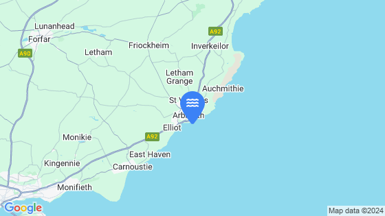 Map showing the location of Arbroath