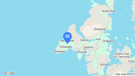 Map showing the location of Esha Ness (Hamna Voe)
