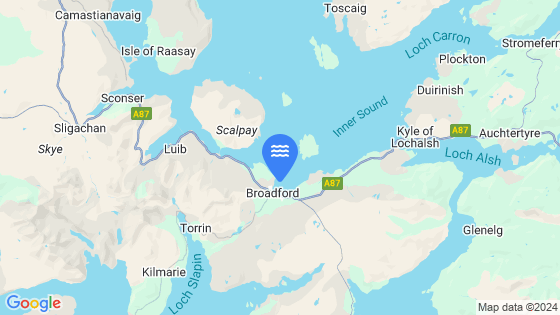 Map showing the location of Broadford Bay