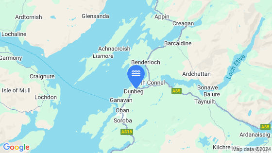 Map showing the location of Dunstaffnage Bay