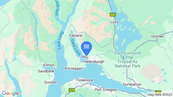 Map showing the location of Rhu Marina