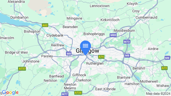 Map showing the location of GLASGOW