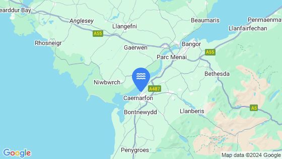 Map showing the location of Caernarfon