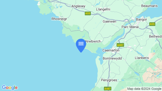 Map showing the location of Llanddwyn Island