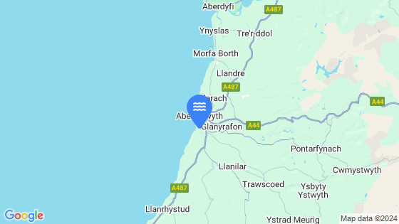 Map showing the location of Aberystwyth