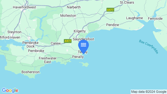 Map showing the location of Tenby