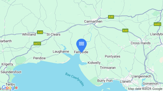 Map showing the location of Ferryside