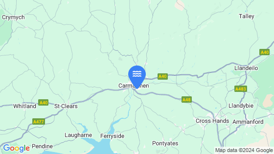 Map showing the location of Carmarthen