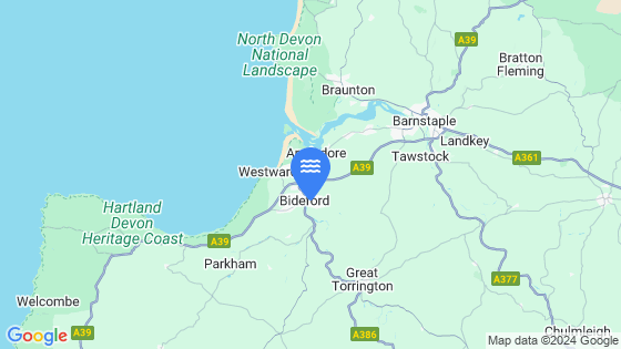 Map showing the location of Bideford