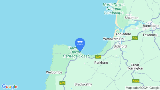 Map showing the location of Clovelly
