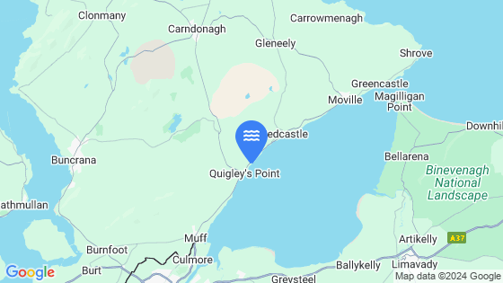 Map showing the location of Quigley's Point