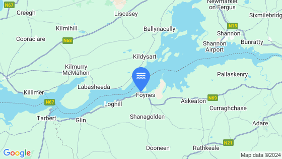 Map showing the location of Foynes Island